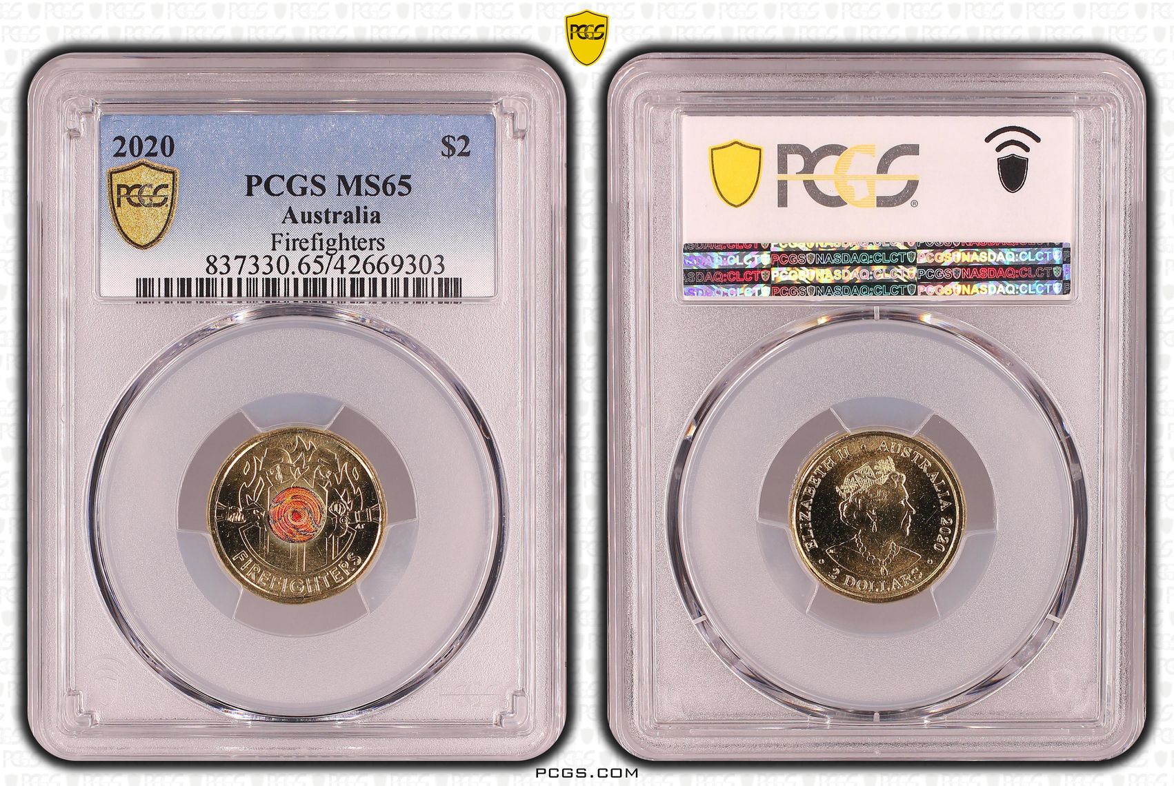 Elizabeth II, Firefighters , Two Dollar, 2020, PCGS MS65