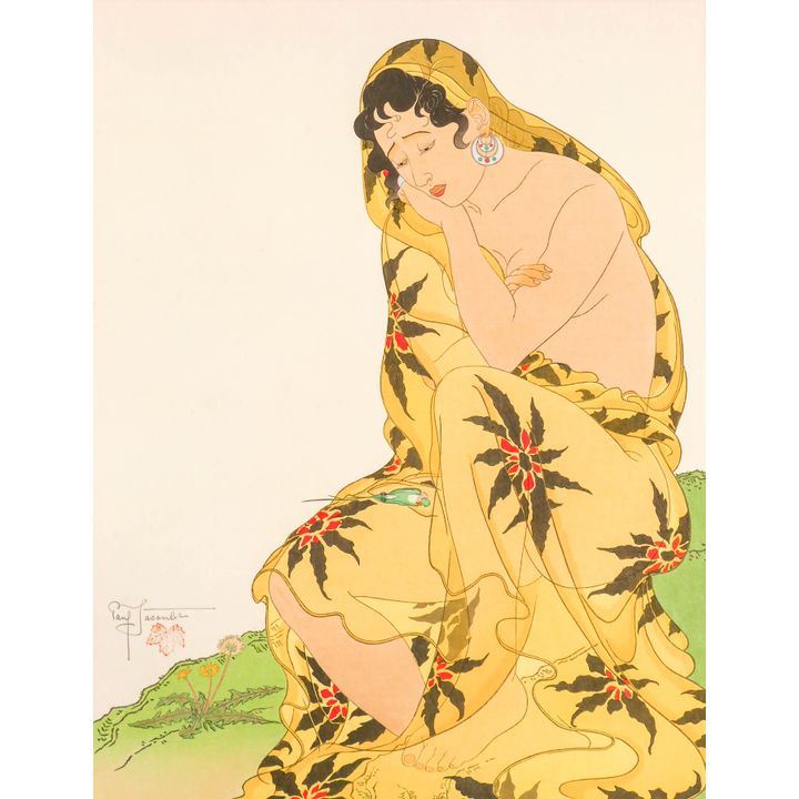 Paul Jacoulet ''The Dead Parakeet'' Woodblock Print