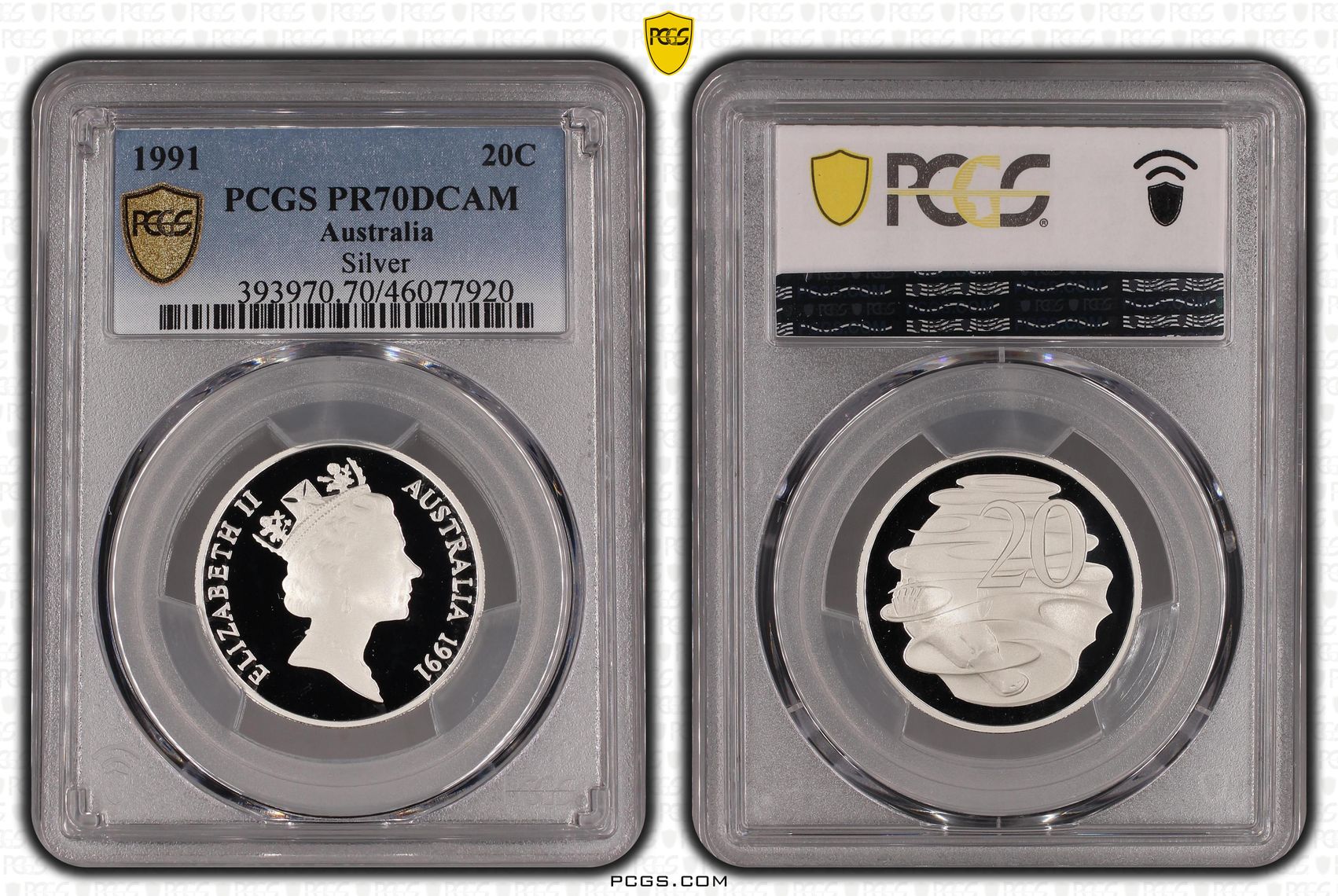 Elizabeth II, Silver, Twenty Cent, 1991, PCGS PR 70DCAM