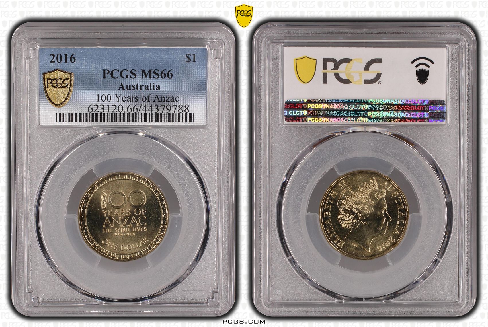 Elizabeth II, 100 Years of Anzac, One Dollar, 2016, PCGS MS 66
