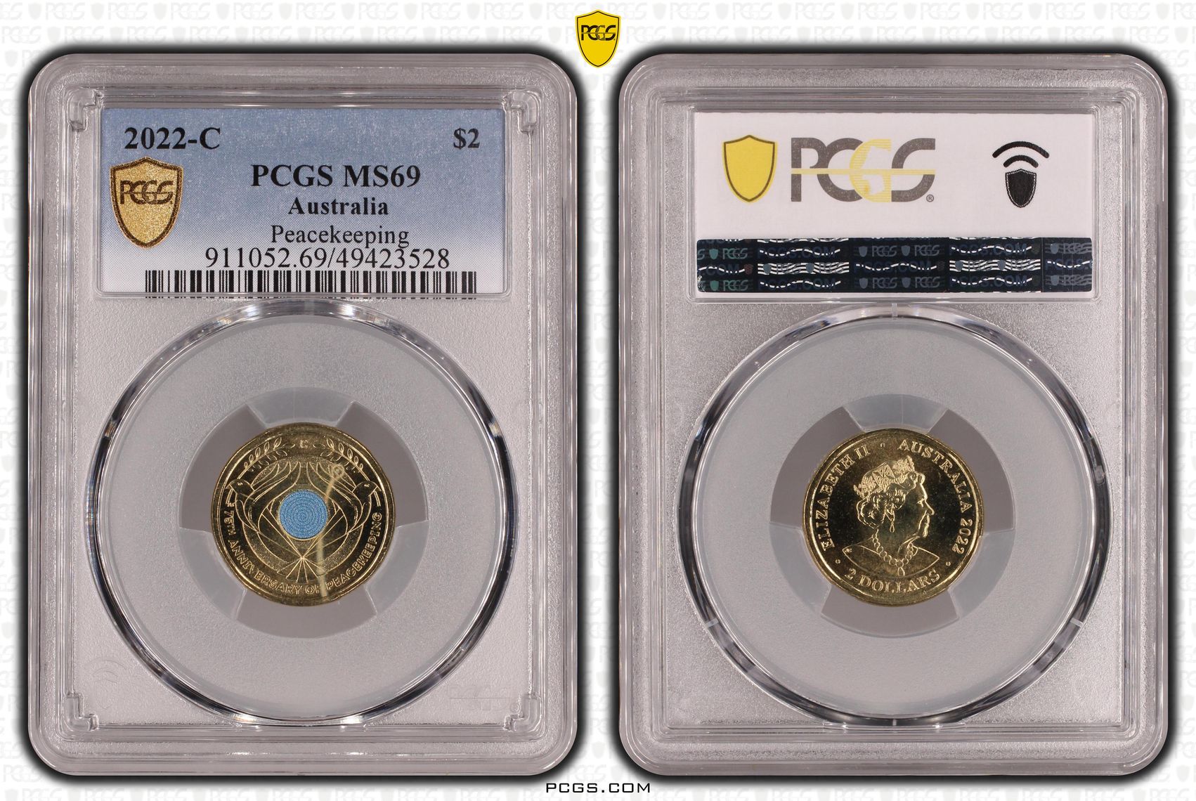Elizabeth II, Peacekeeping Colorized , Two Dollar, 2022, PCGS MS69