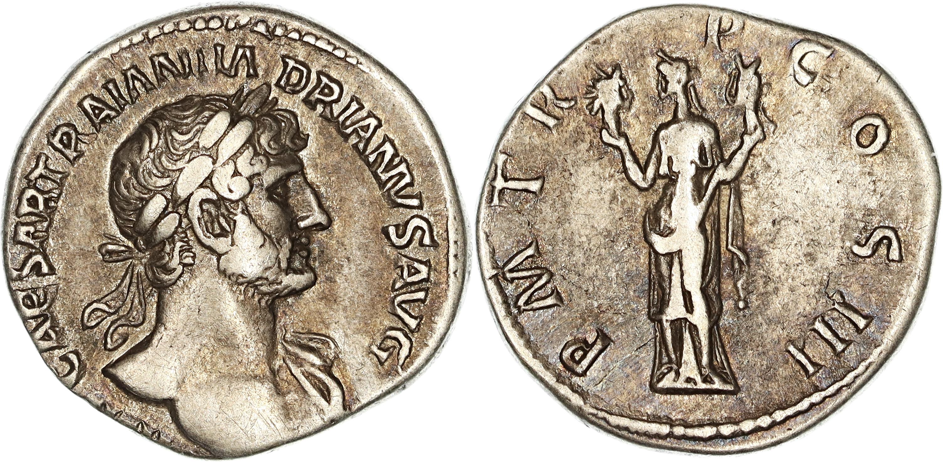 Roman Empire, Hadrian, Silver Denarius, 119-122 AD, nVF
