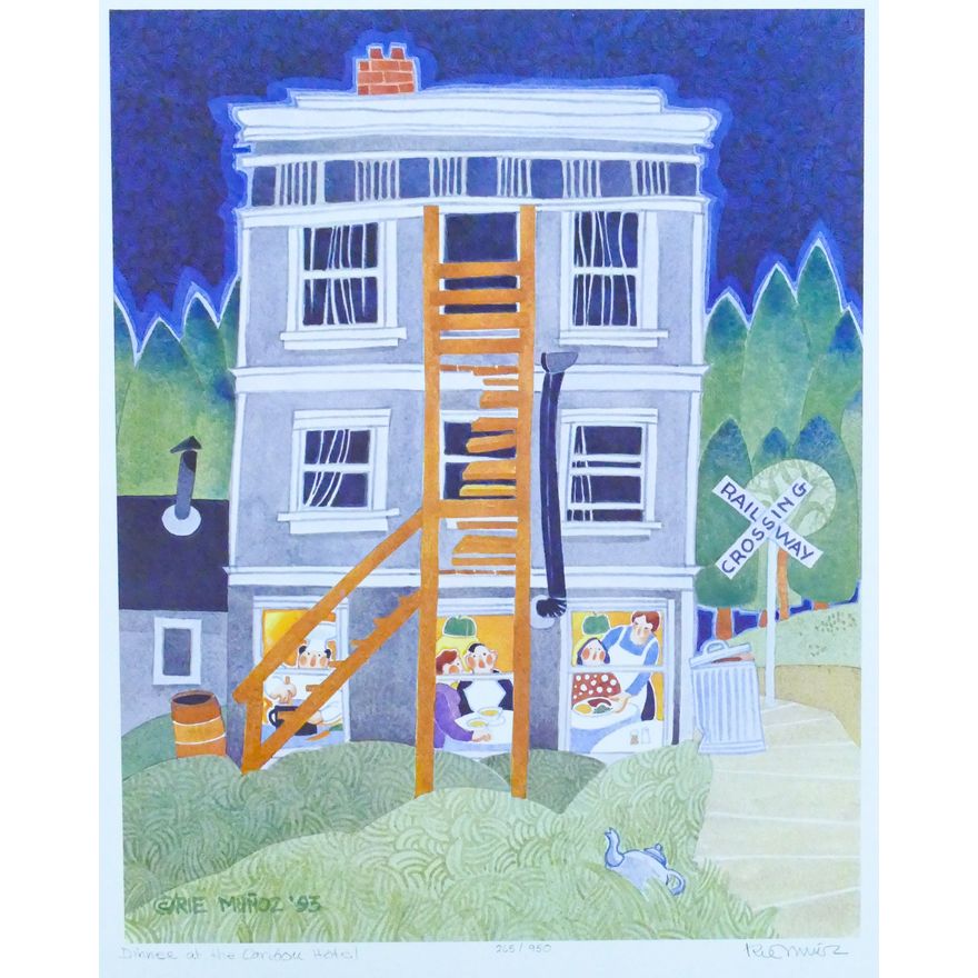 Rie Munoz ''Dinner at the Caribou Hotel'' 1993 Signed