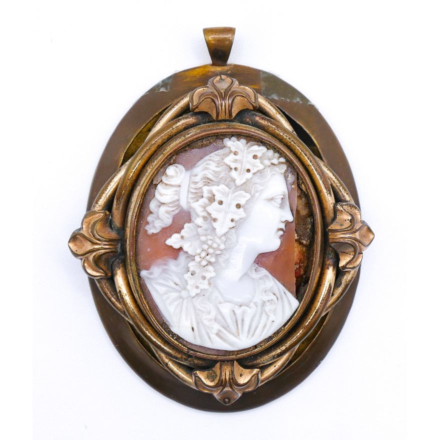 Victorian Cameo Gold Filled Large Pendant 3''
