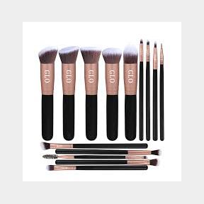 GLO - Makeup Brush Set - 14 Pcs Rose Gold and Matte Black Makeup Brushes - GLO BRUSHES-- 51745/23099 SN B2 (S2)