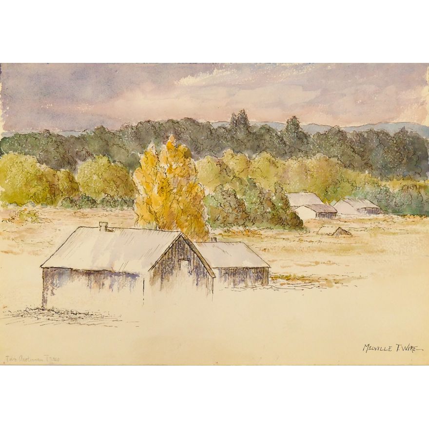 Melville Wire ''Two Autumn Trees'' Watercolor on Paper 14''x20''