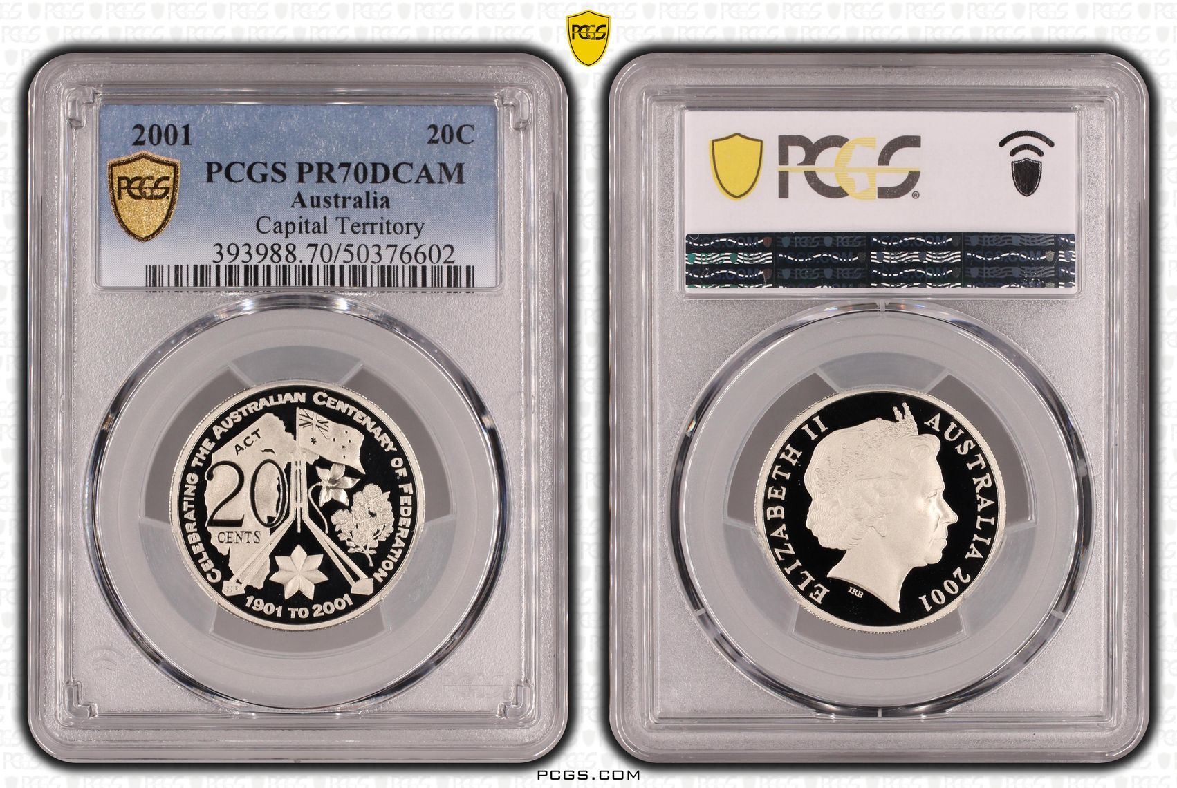 Capital Territory, Twenty Cent, 2001, PCGS PR70DCAM