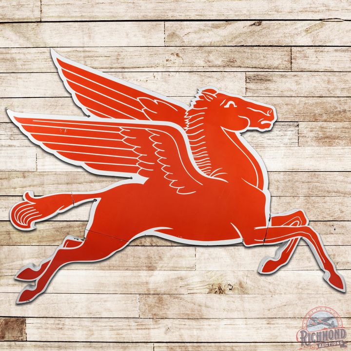 1954 Right Facing Mobil Pegasus Cookie Cutter SSP Sign - 8.9