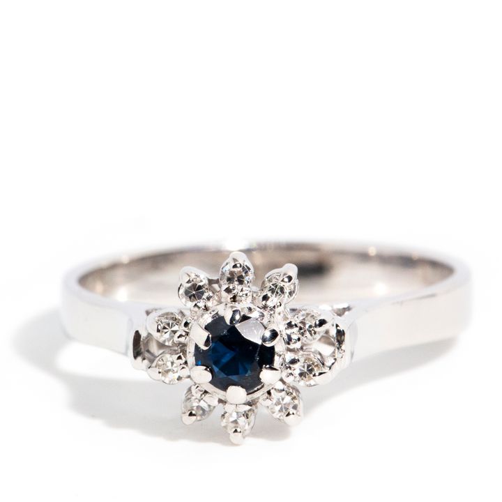 Vintage Sapphire & Diamond Cluster Ring,