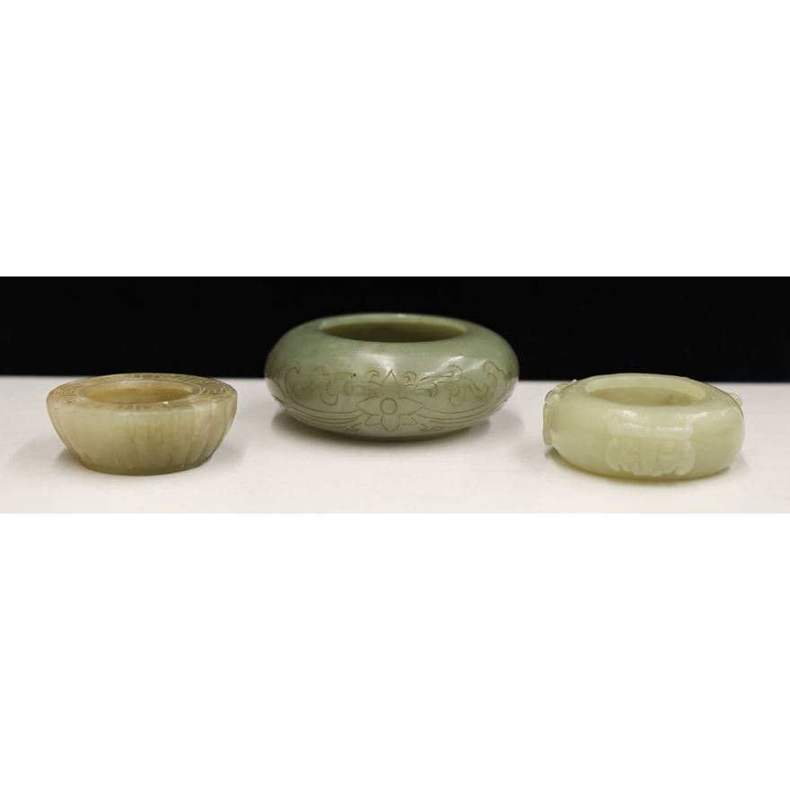 3pc Chinese Jade Small Ink Pots
