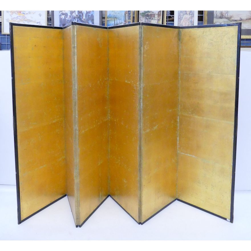 Meiji Japanese Gold Foil 6 Panel Room Screen- 55x108''