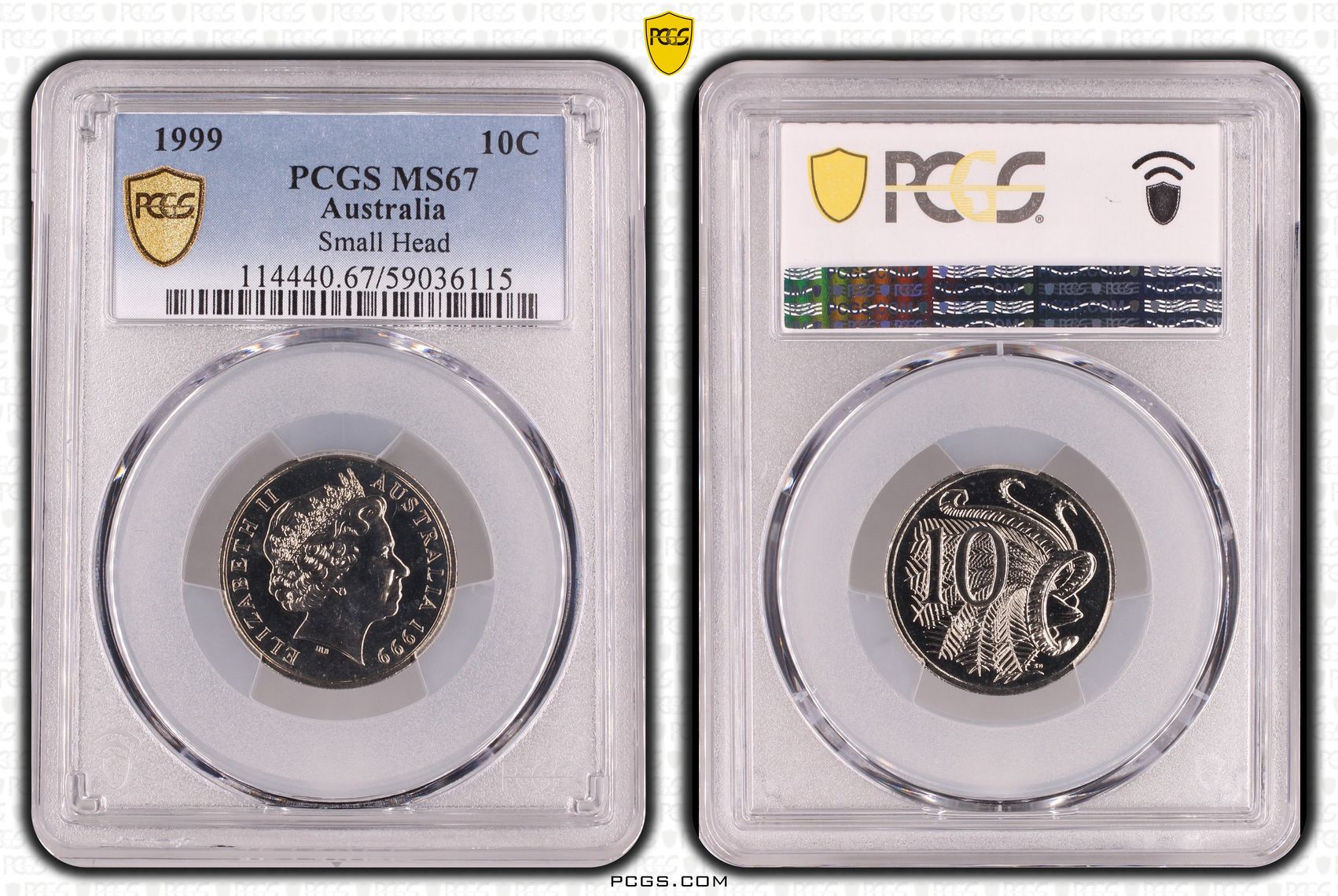 Small Head, Ten Cent, 1999, PCGS MS67