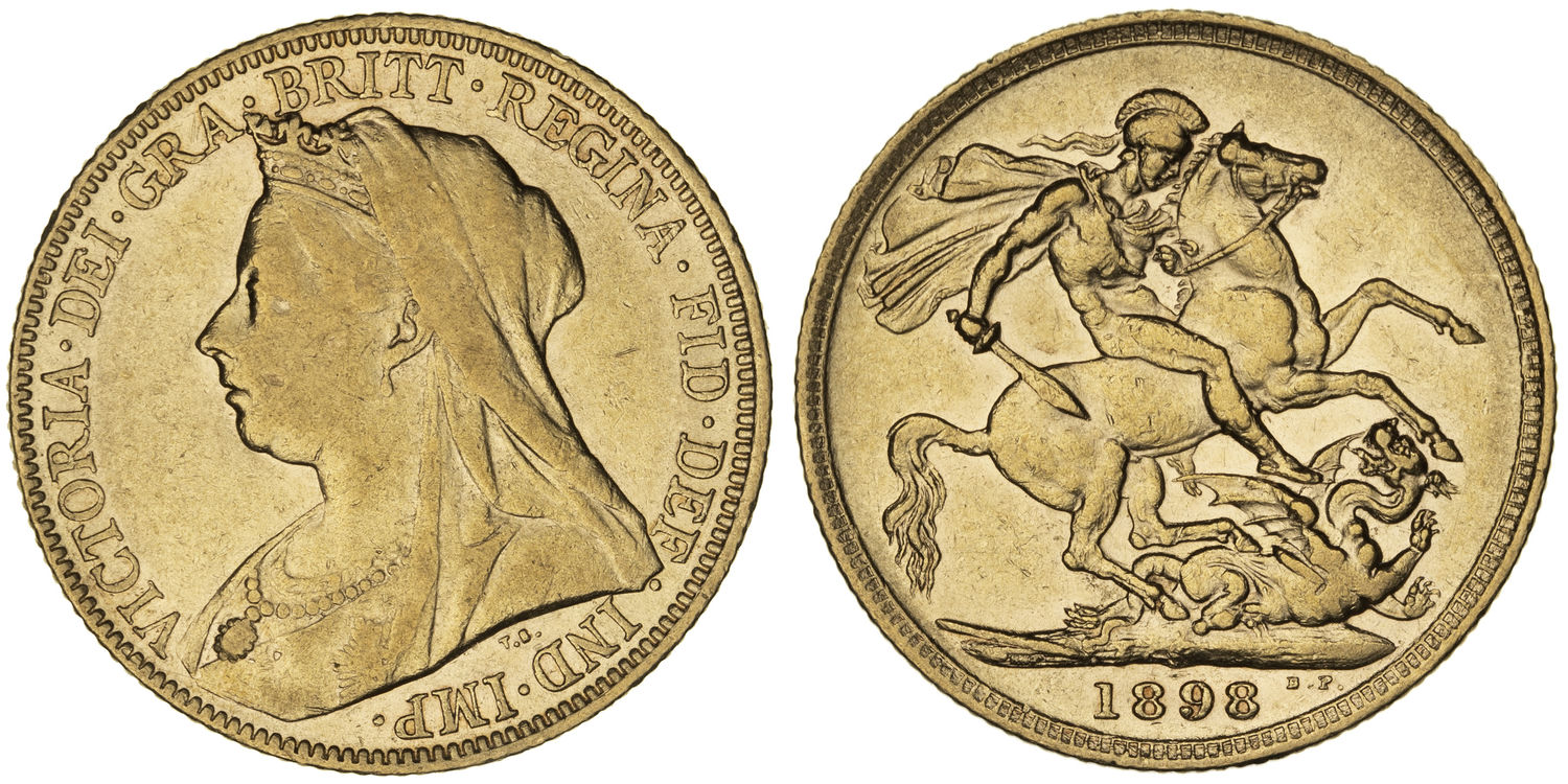 Victoria, St George Reverse, Sovereign, 1898-S, aFine