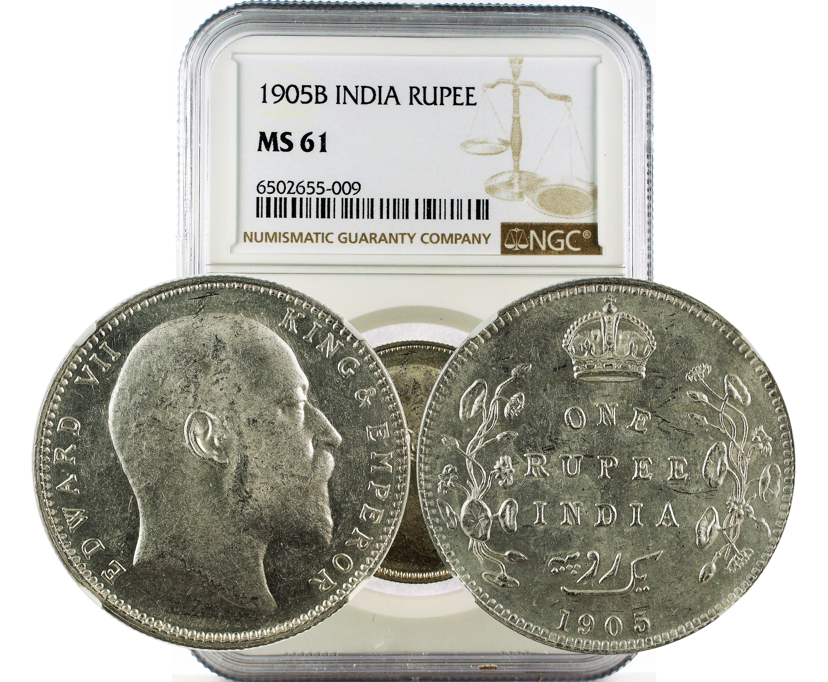 1905B INDIA RUPEE MS 61