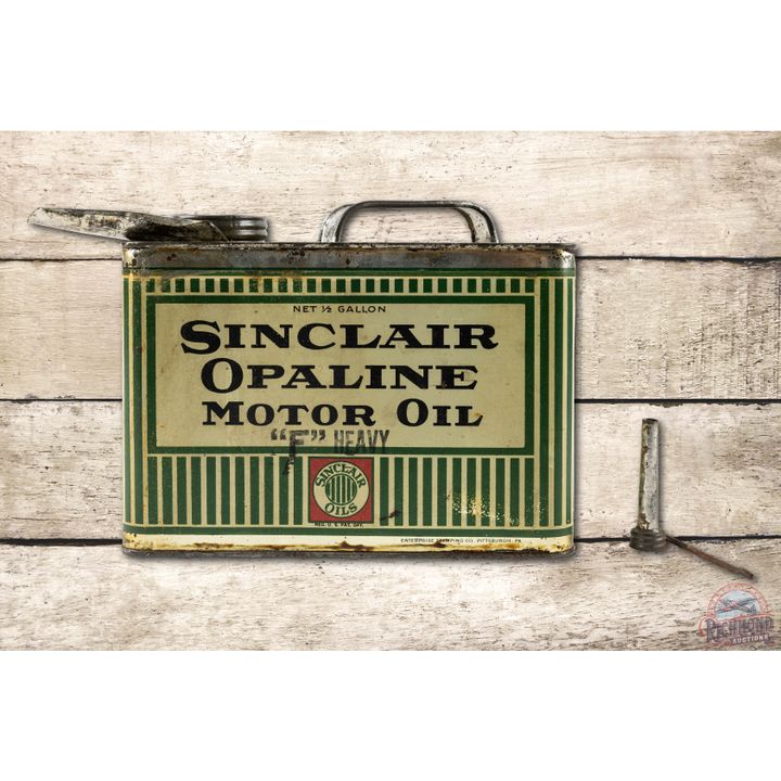 Sinclair Opaline Motor Oil "F" Heavy Flat Half Gallon Oil Can