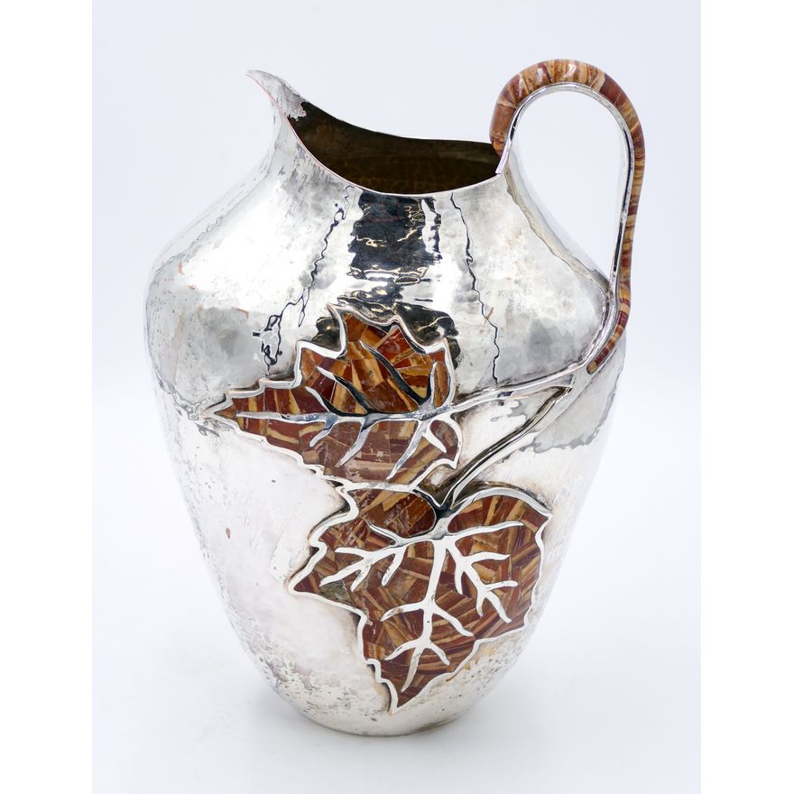 Emilia Castillo Mexican Silverplate Large Leaf Pitcher 14''