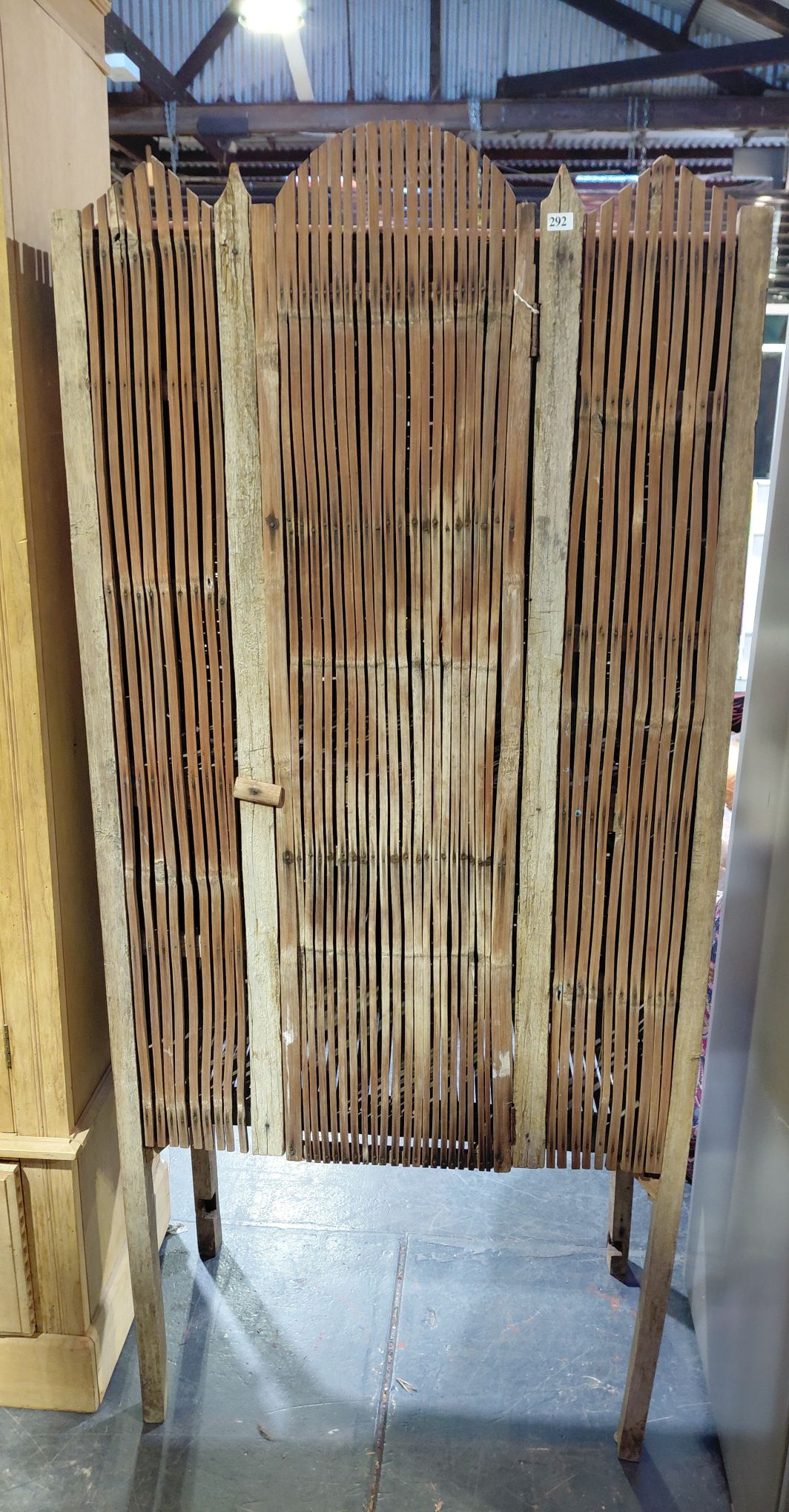 292 · FOLK ART SLAT BAMBOO CABINET
