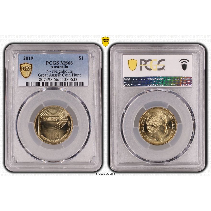 N- Neighbours Great Aussie Coin Hunt, One Dollar, 2019, PCGS MS66