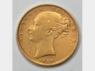 1868 VICTORIA #DIE 4 SHIELD GOLD SOVEREIGN