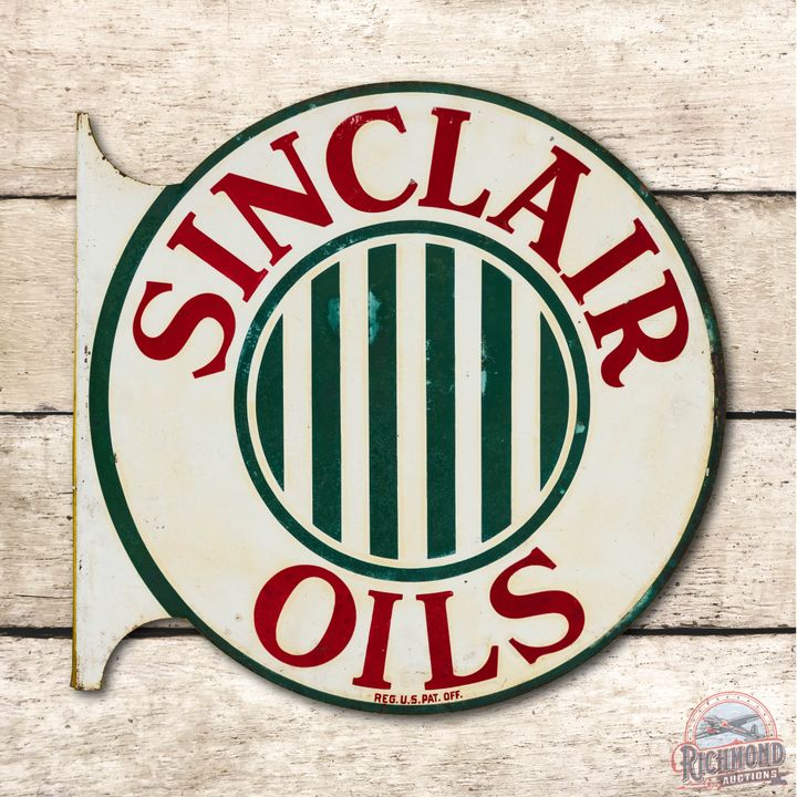 Sinclair Oils w/ Stripe Logo Metal Flange Sign TAC 7.5 & 7