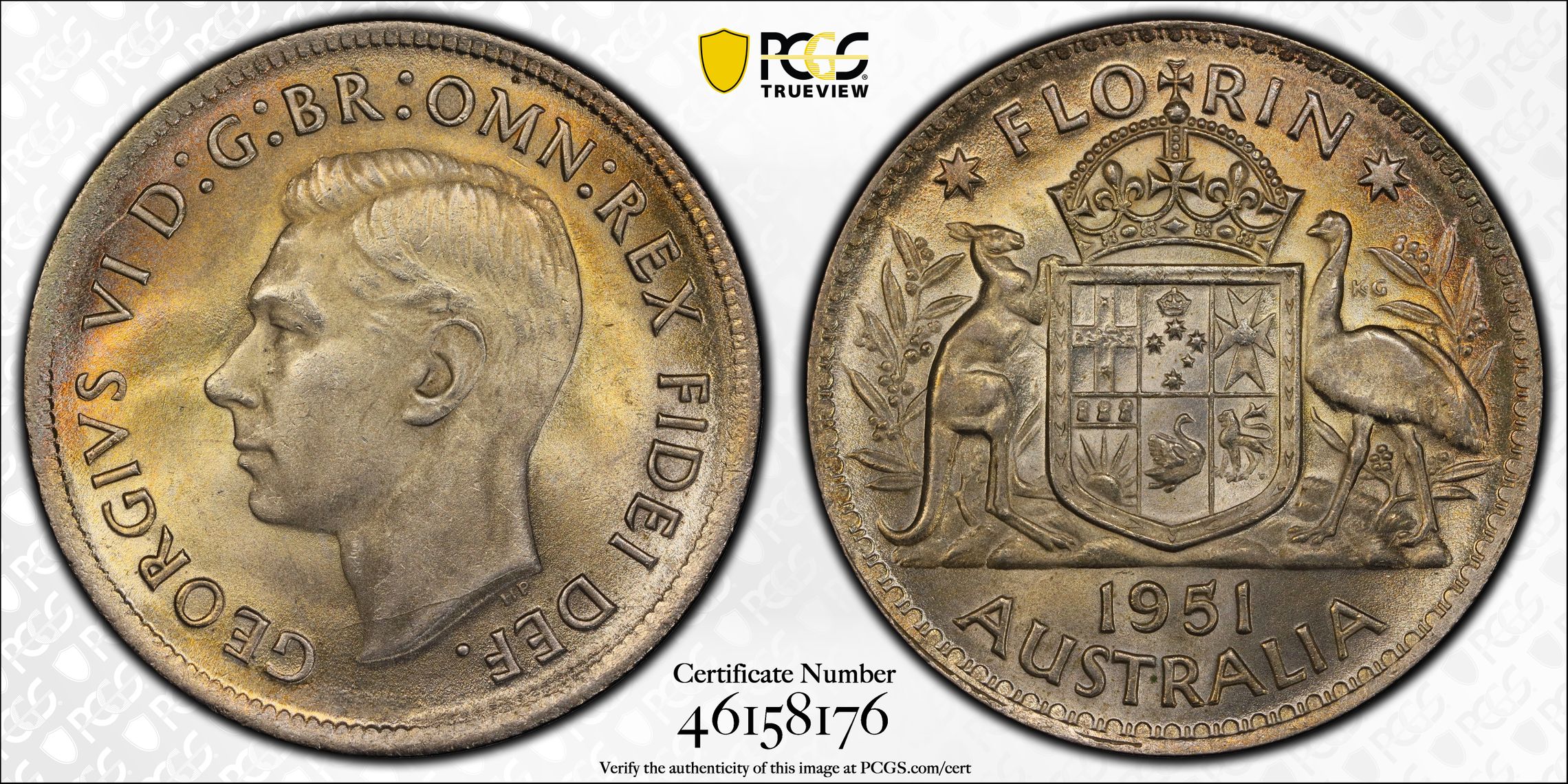 Florin, 1951(m), PCGS MS 64