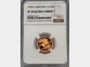 1995 ELIZABETH II PROOF GOLD HALF SOVEREIGN PF70 UCAM TOP POP!