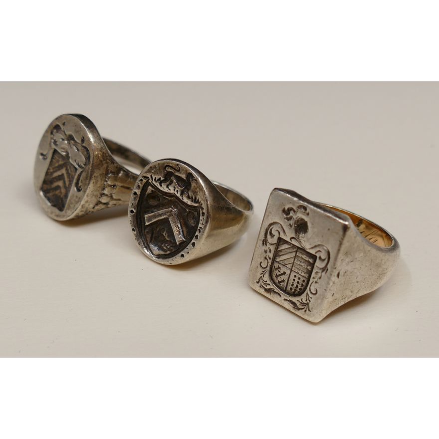 3pc Crest Seal Sterling Rings- 48g