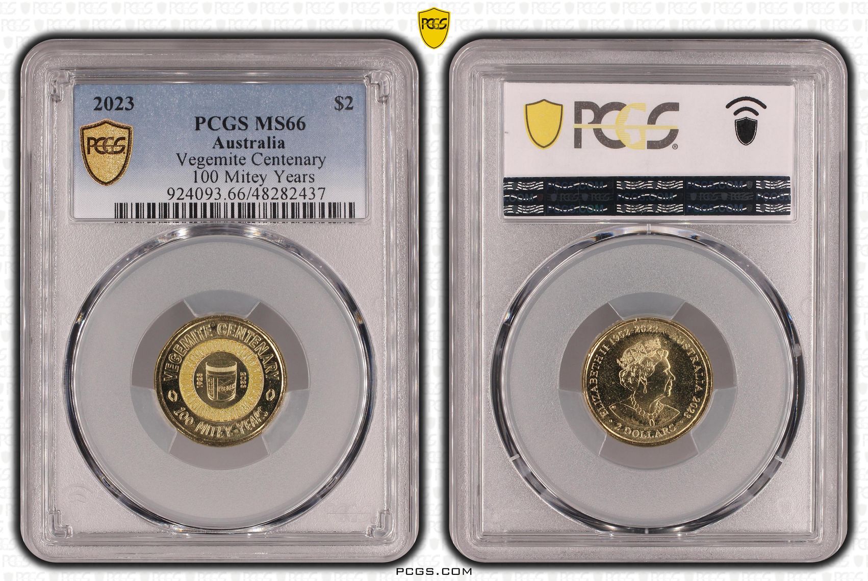 Vegemite Centenary Colorized 100 Mitey Years, Two Dollar, 2023, PCGS MS66