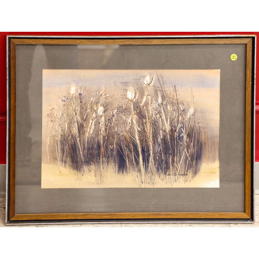 Jean Schwalbe (OR) Abstact Flowers Watercolor Framed 21''x27''
