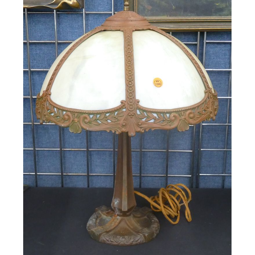 Antique Slag Glass Shade Table Lamp 22''x15''