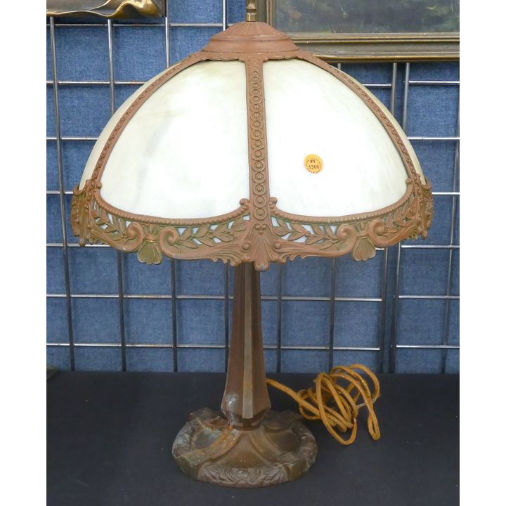 Antique Slag Glass Shade Table Lamp 22''x15''