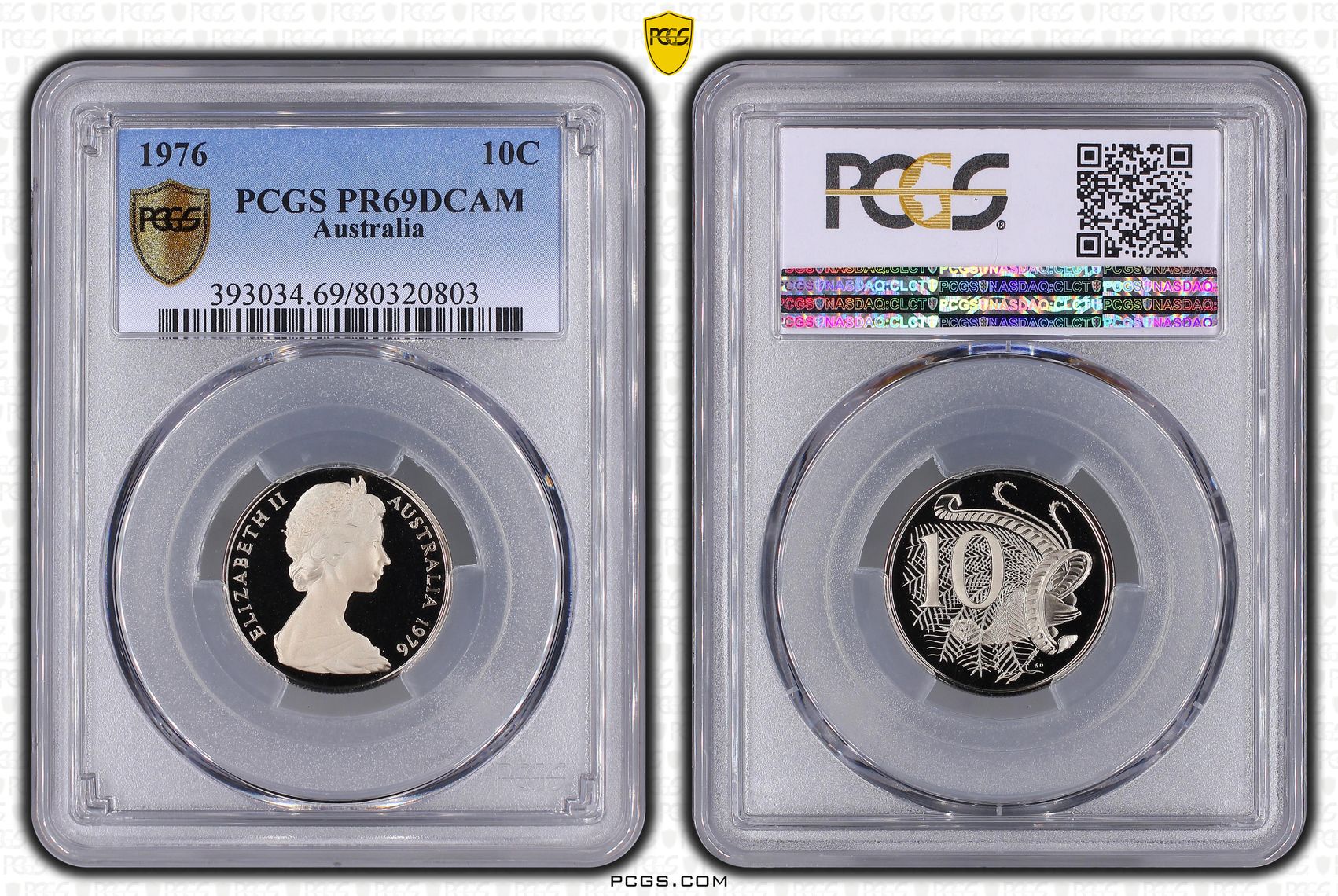 Elizabeth II, Ten Cent, 1976, PCGS PR69DCAM