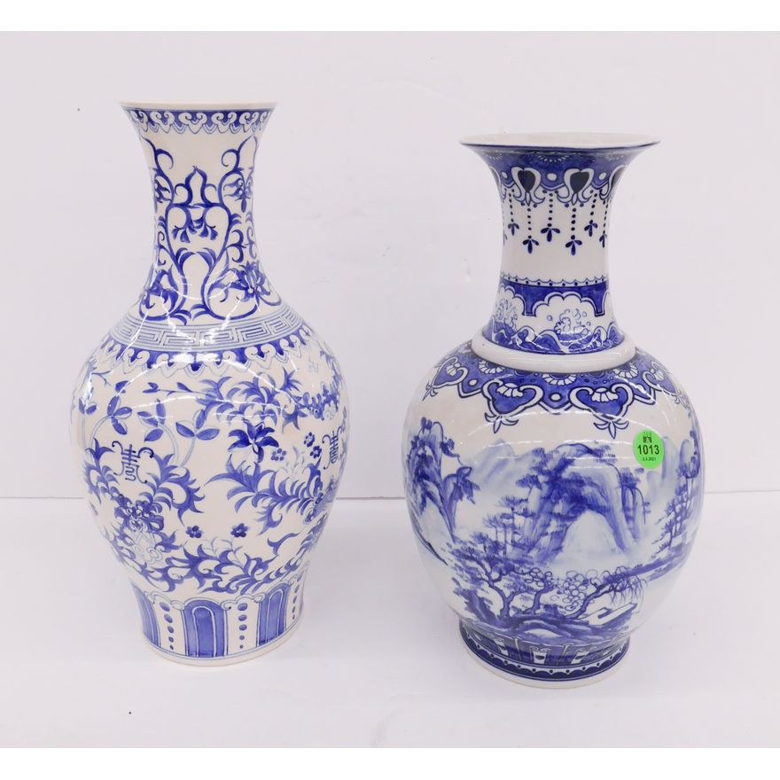 2pc Chinese B&W Ceramic Vases- approx 12''