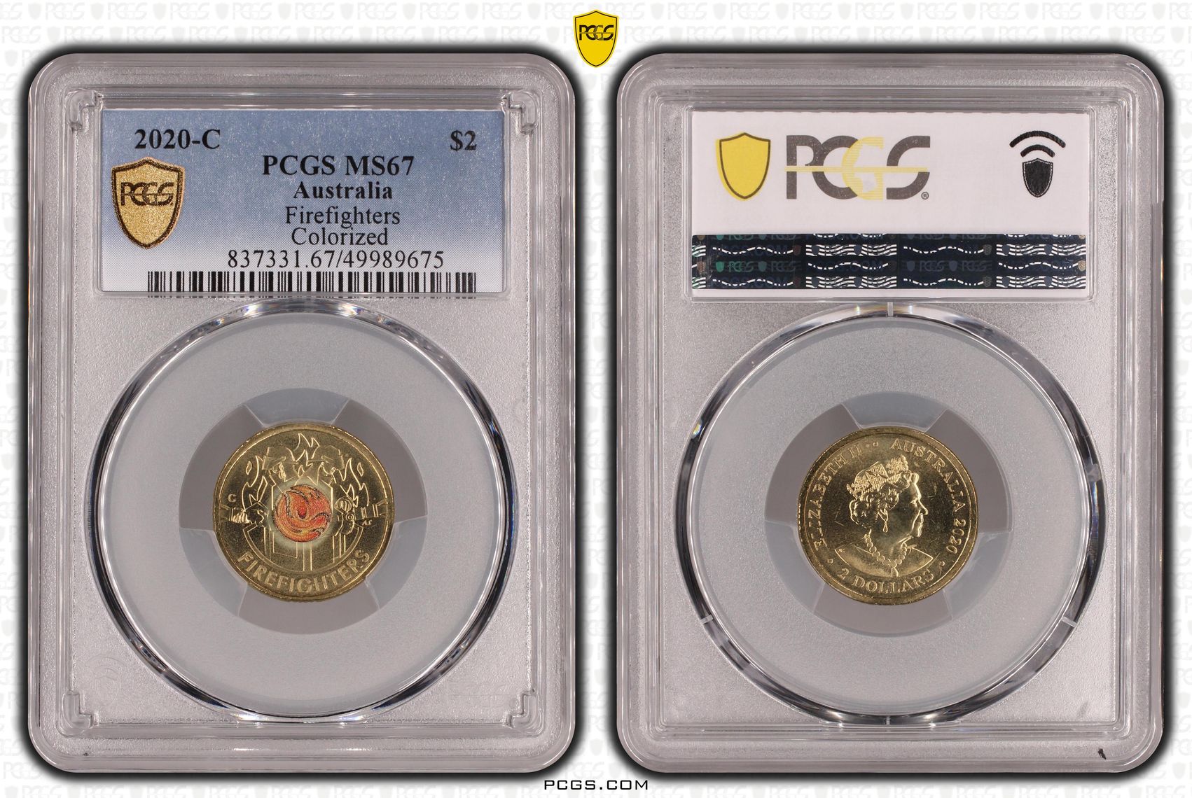 Firefighters Colourised, Two Dollar, 2020-C, PCGS MS67