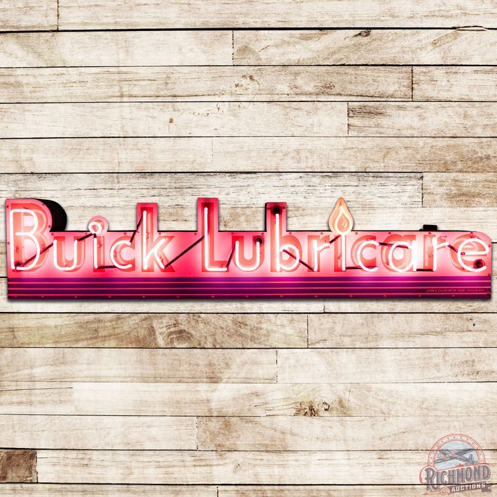 7' Buick Lubricare Die Cut SS Porcelain Neon Sign