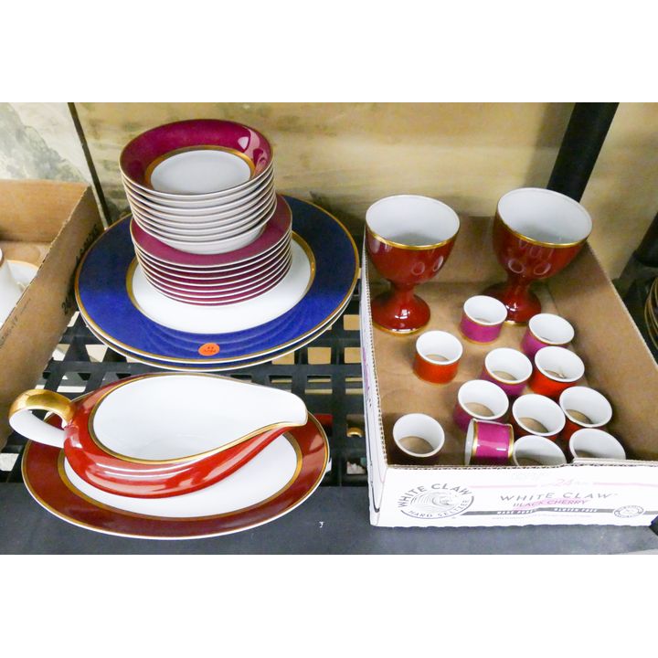 34pc Fitz & Floyd 'Renaissance' Porcelain Plates, Serving Pieces, and Napkin Rings