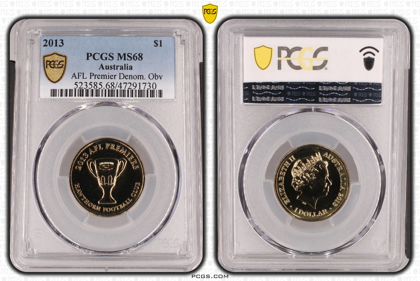 Elizabeth II, AFL Premier Denom. Obv, One Dollar, 2013, PCGS MS68