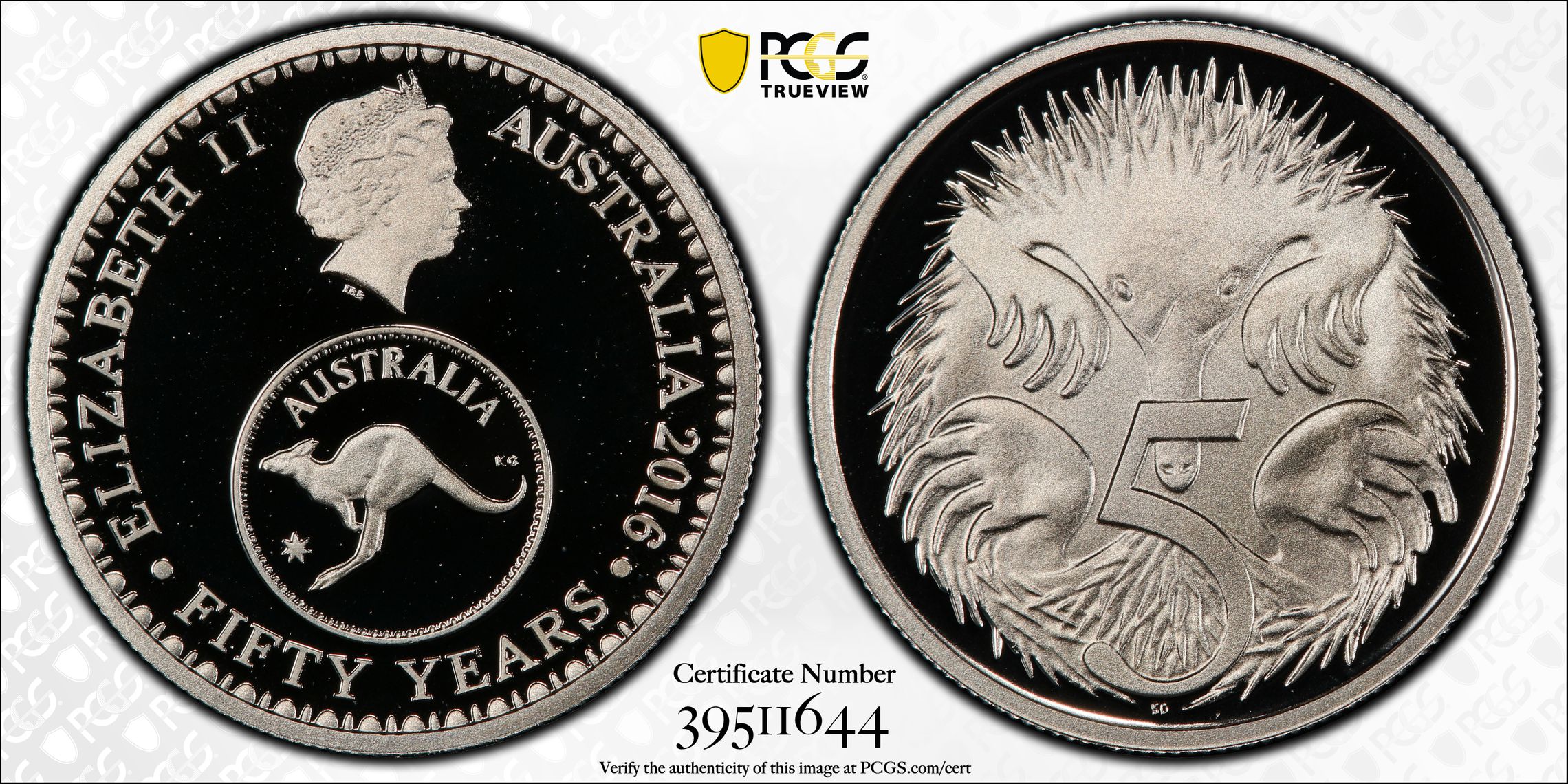 50 Yrs Decimal Currency, Five Cent, 2016, PCGS PR70DCAM