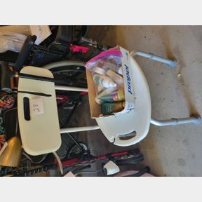 Bathroom shower stool, cane and personal care items
