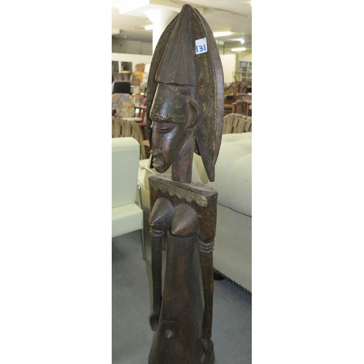 AFRICAN METAL MOUNTED CARVED DOUBLE-SIDED FIGURE,