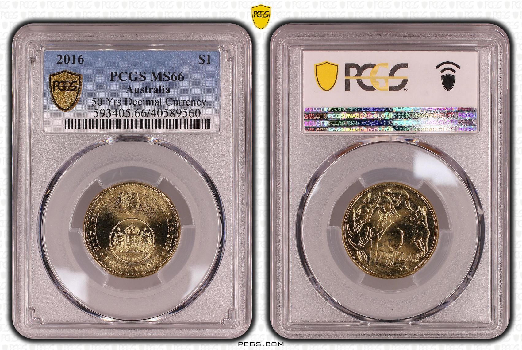 2016 Australia One Dollar, $1 50 Yrs Decimal Currency PCGS - MS66 -560