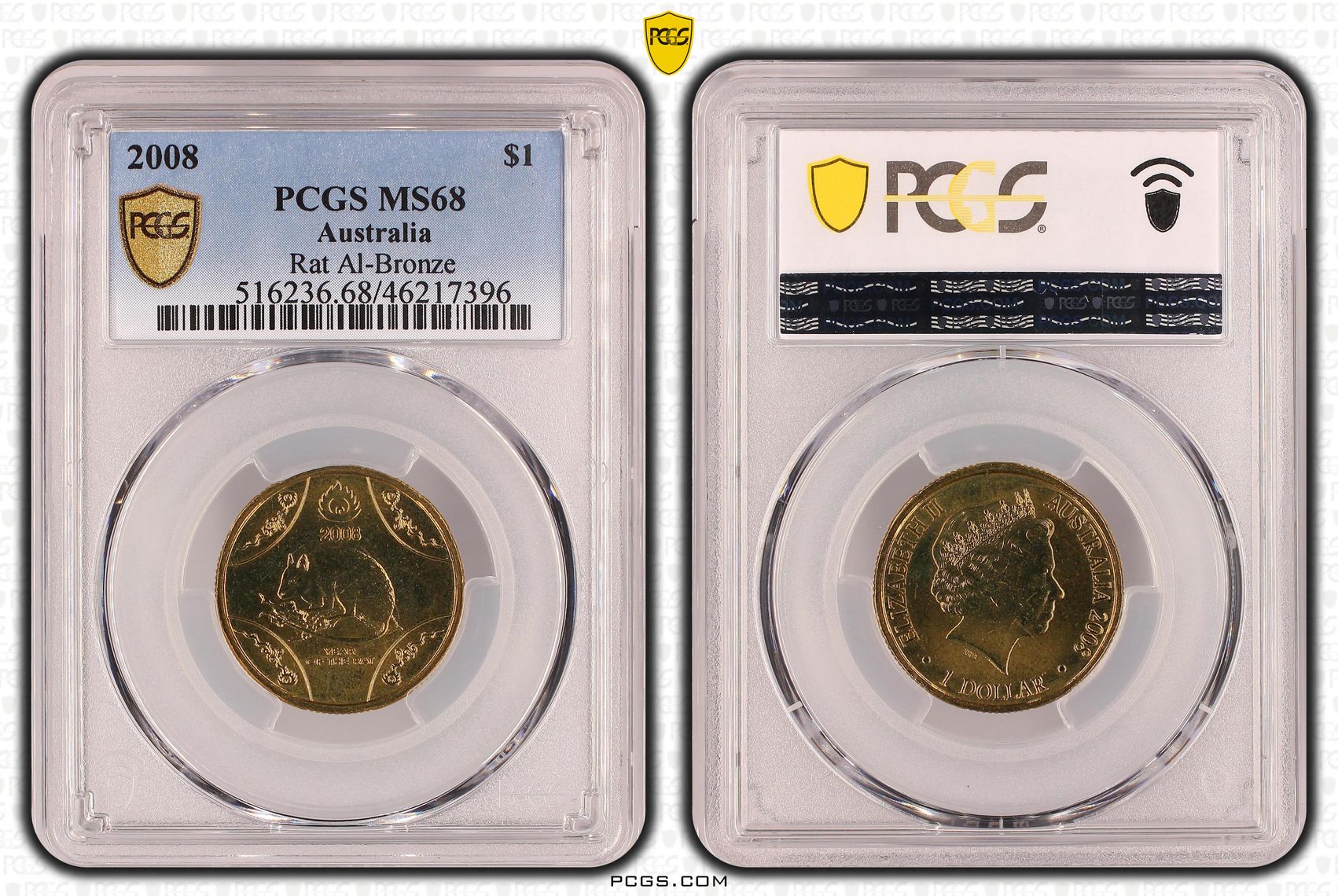 Elizabeth II, Rat Al-Bronze, POP 5/0, One Dollar, 2008, PCGS MS 68