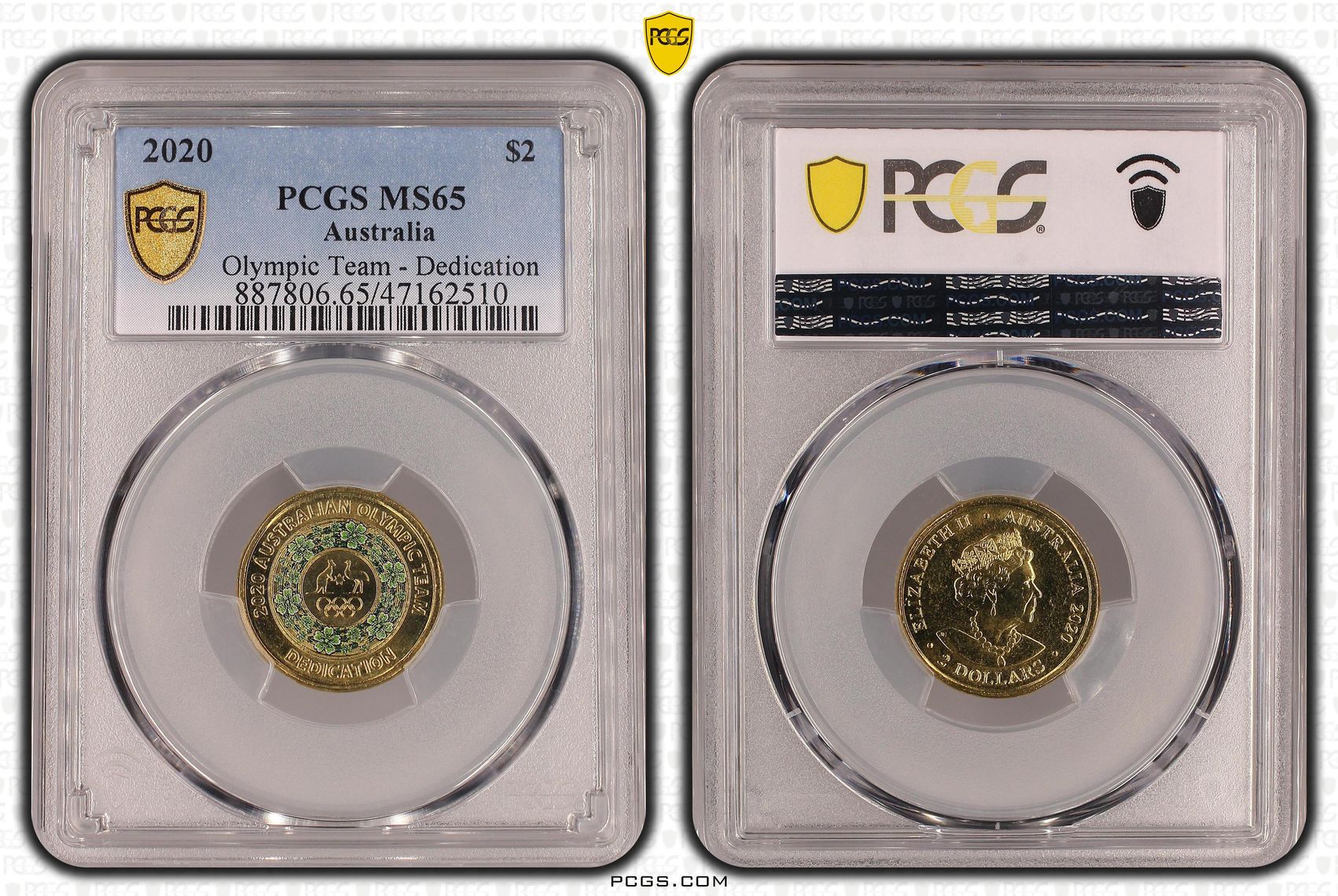 Elizabeth II, Olympic Team - Dedication, Two Dollar, 2020, PCGS MS65