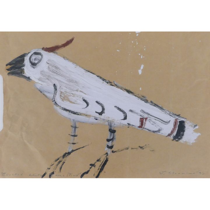 Jay Steensma ''Crested White Song Bird'' 1992 Oil