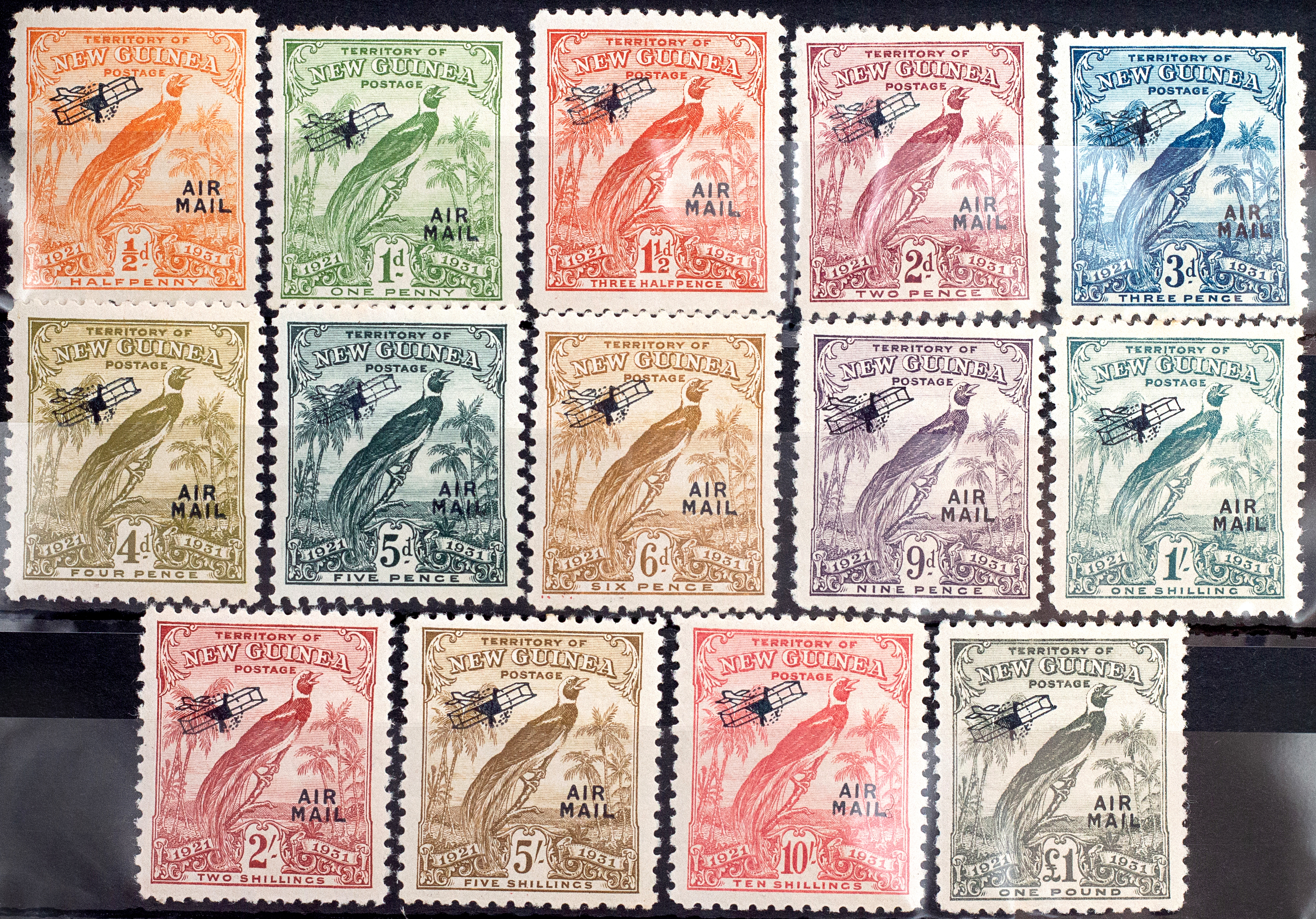 New Guinea, Dated Birds Airmail Overprint, 1931, Fine