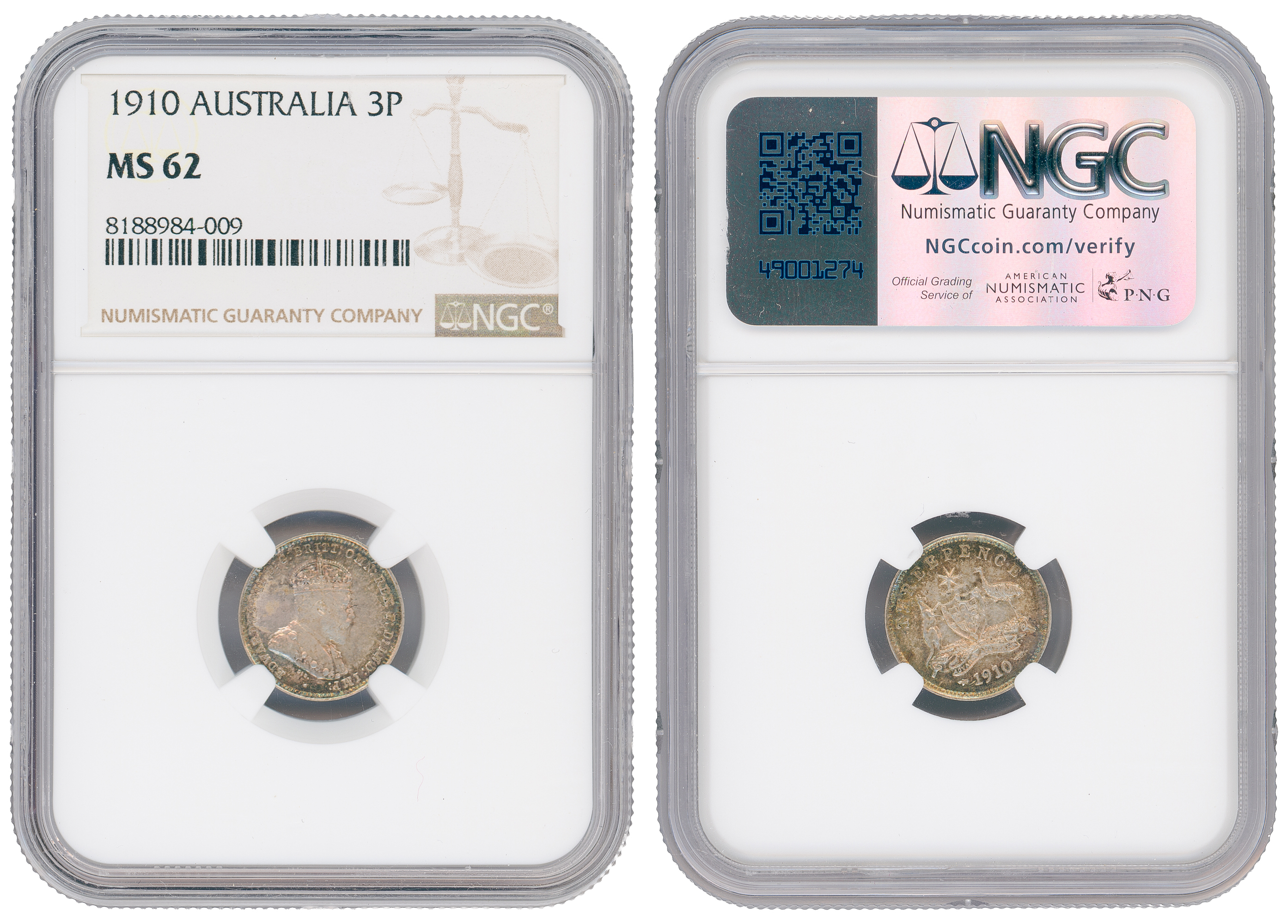 Edward VII, Threepence, 1910, NGC MS62