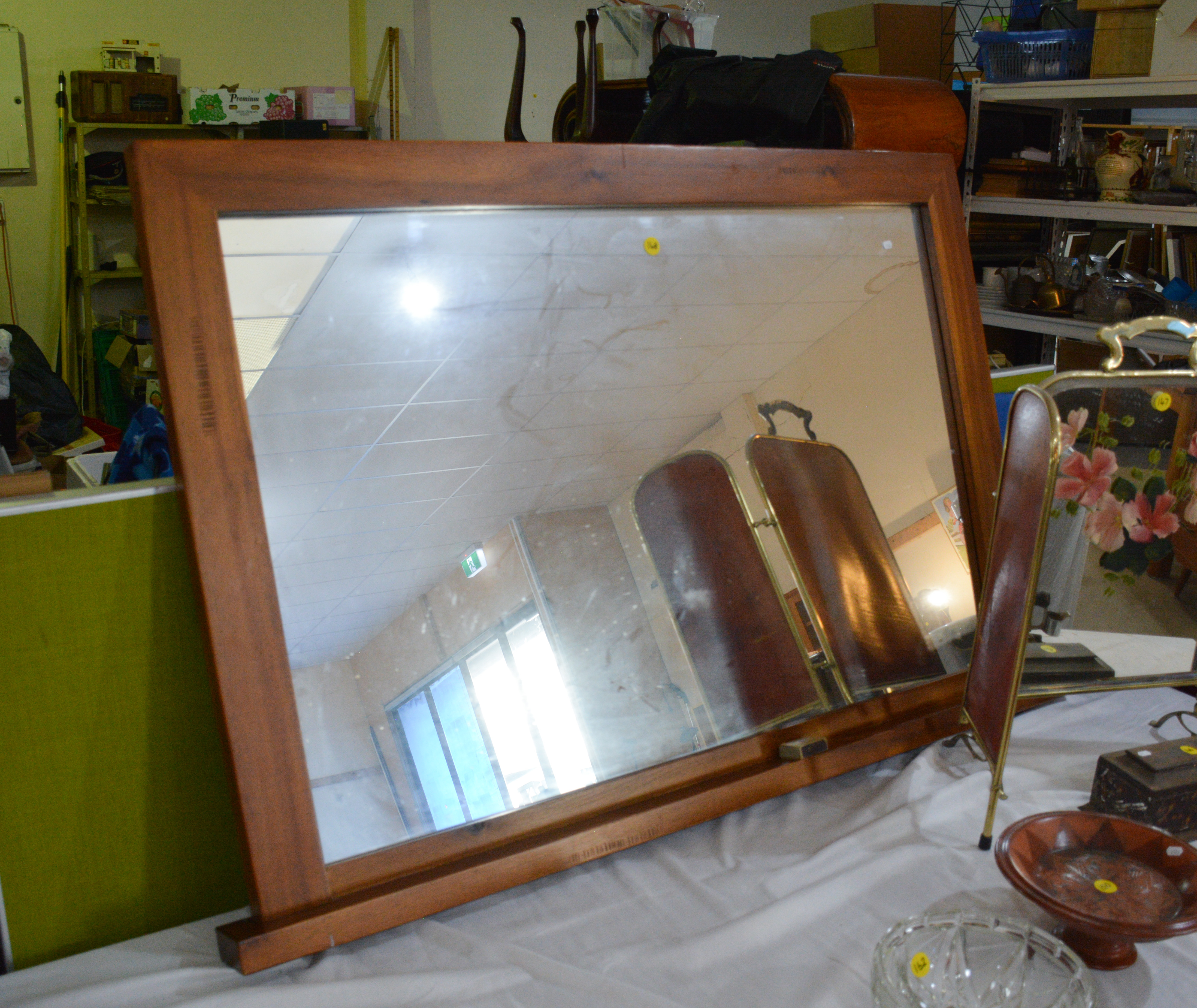 Large Wood Framed Wall Mirror — sold at auction in New Zealand for $10