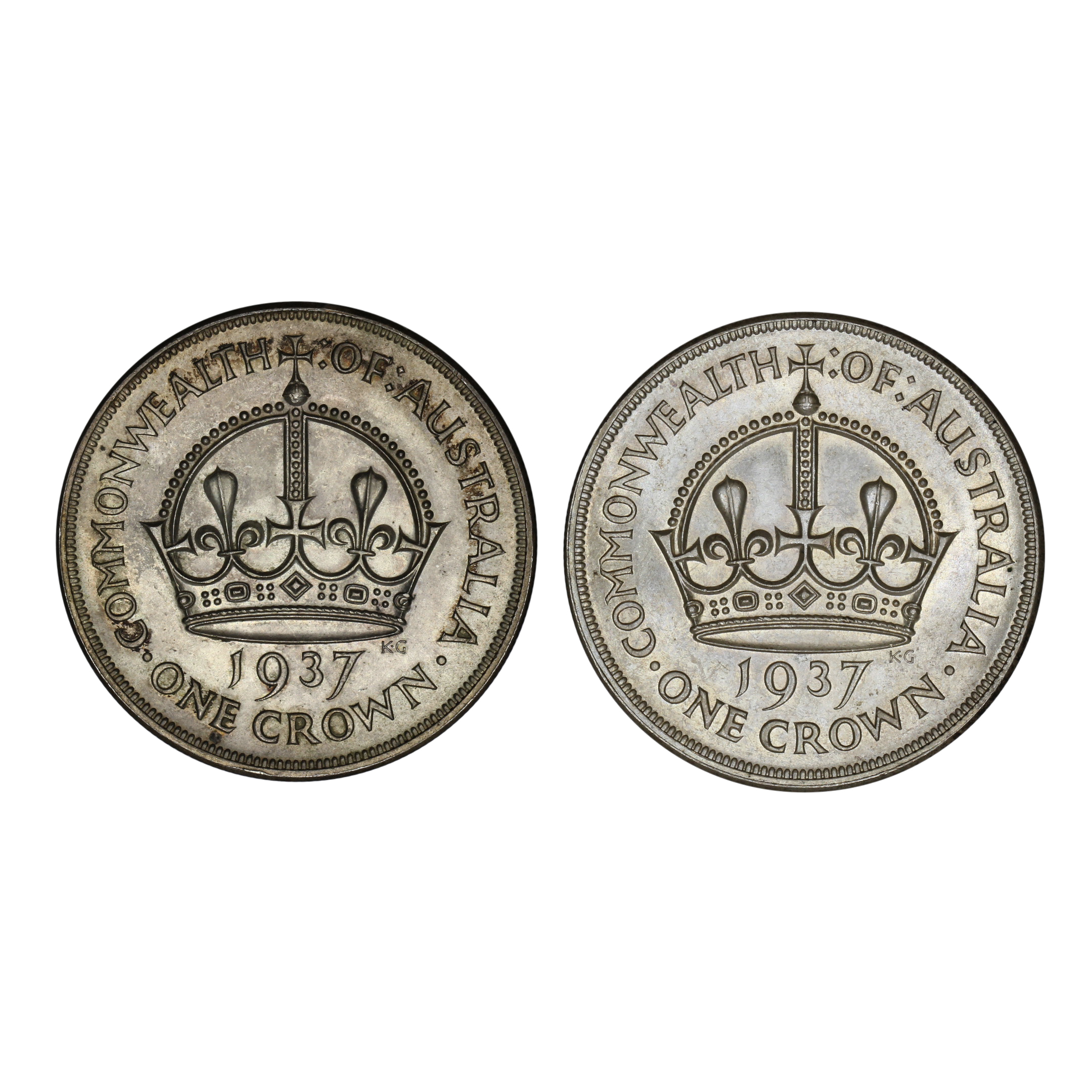 1120. · Pair, George VI, Crown, 1937, aUNC