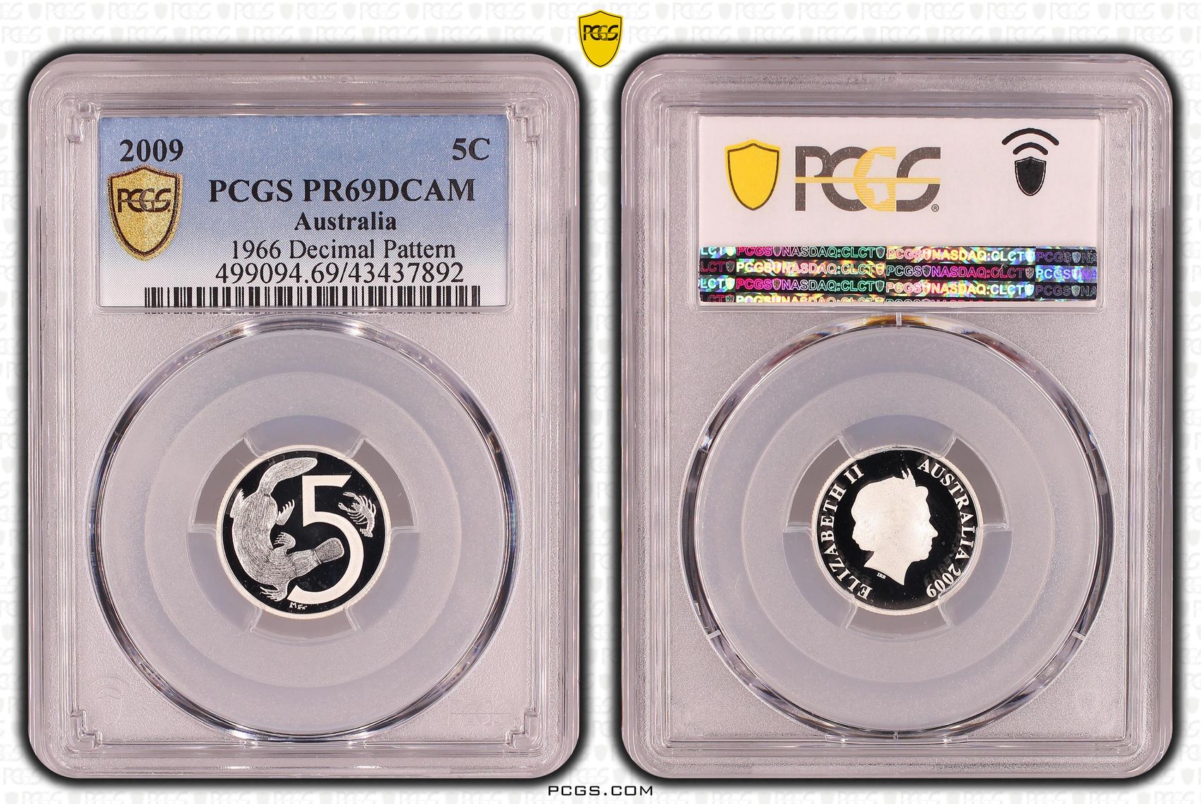 88 · 2009 Australia Five Cent, 5c Silver 1966 Decimal Pattern PCGS - PR69DCAM -892