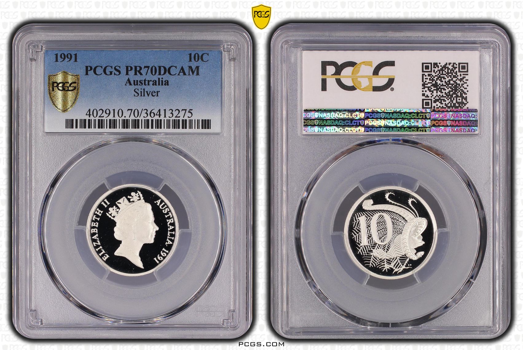 126 · 1991 Australia Ten Cent, 10c Silver Proof Silver PCGS - PR70DCAM POP 56/0 -275